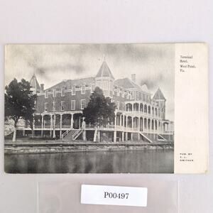 Terminal Hotel West Point Virginia Antique 1908 Postcard B&W Photo EL Smither